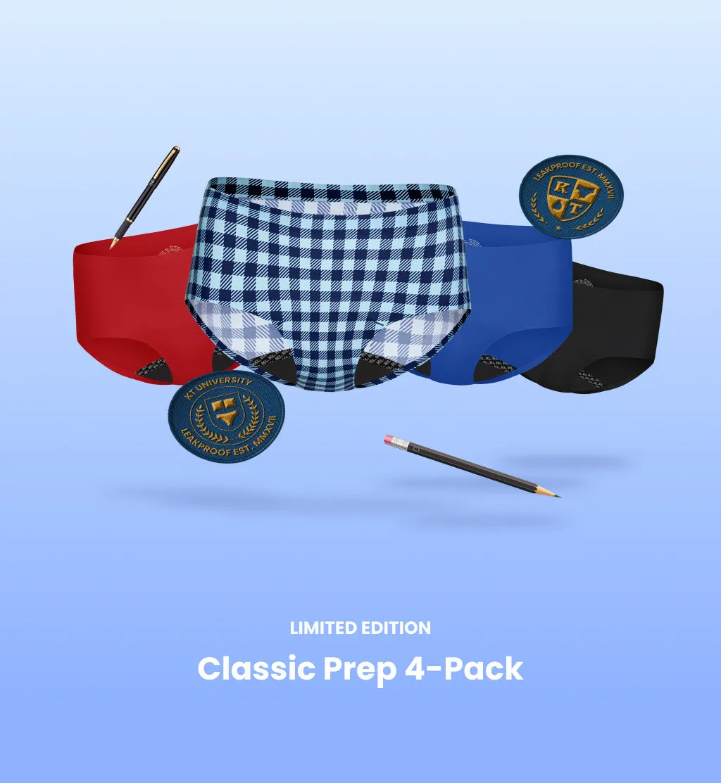 Leakproof UltraThin No-Show Underwear 4-Pack - Classic Prep