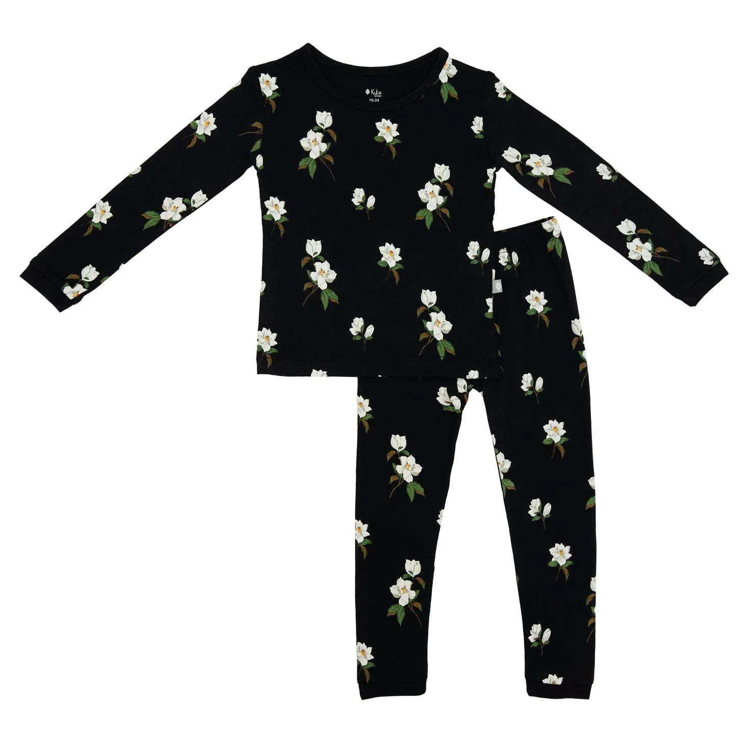 Long Sleeve Pajamas in Small Midnight Magnolia