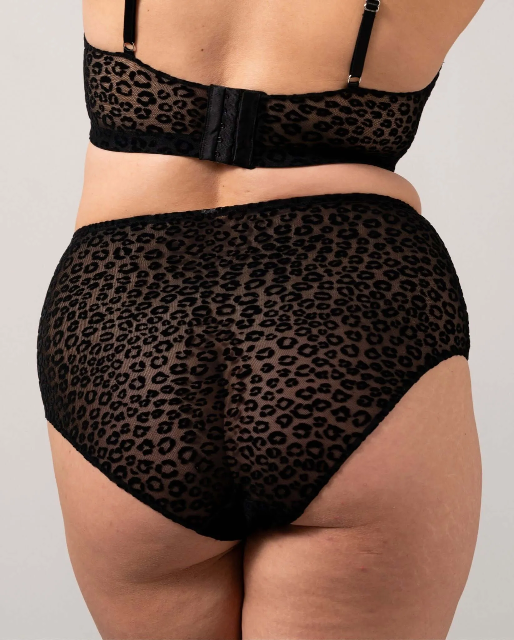 Mesh Highwaist Briefs Black Leopard