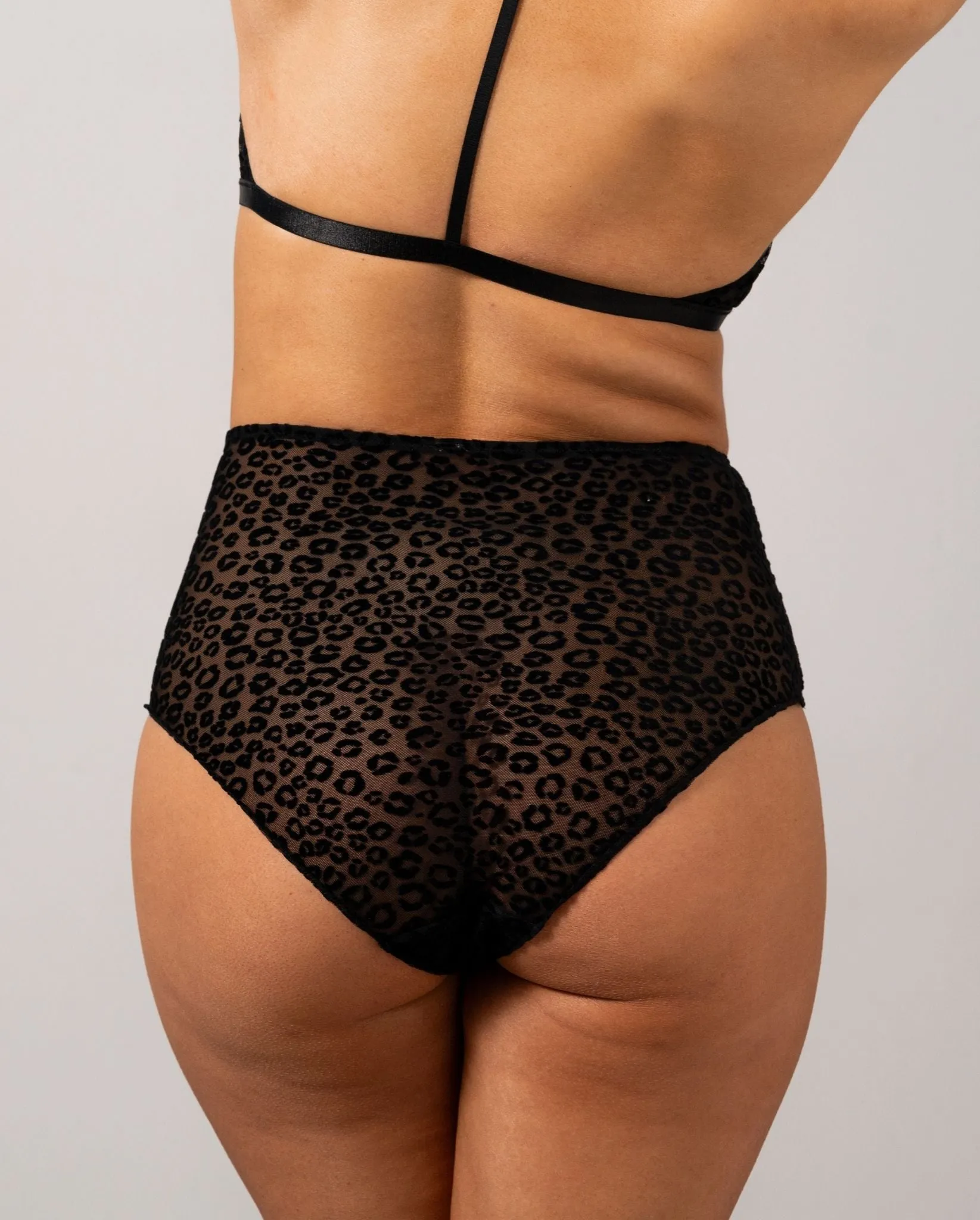 Mesh Highwaist Briefs Black Leopard