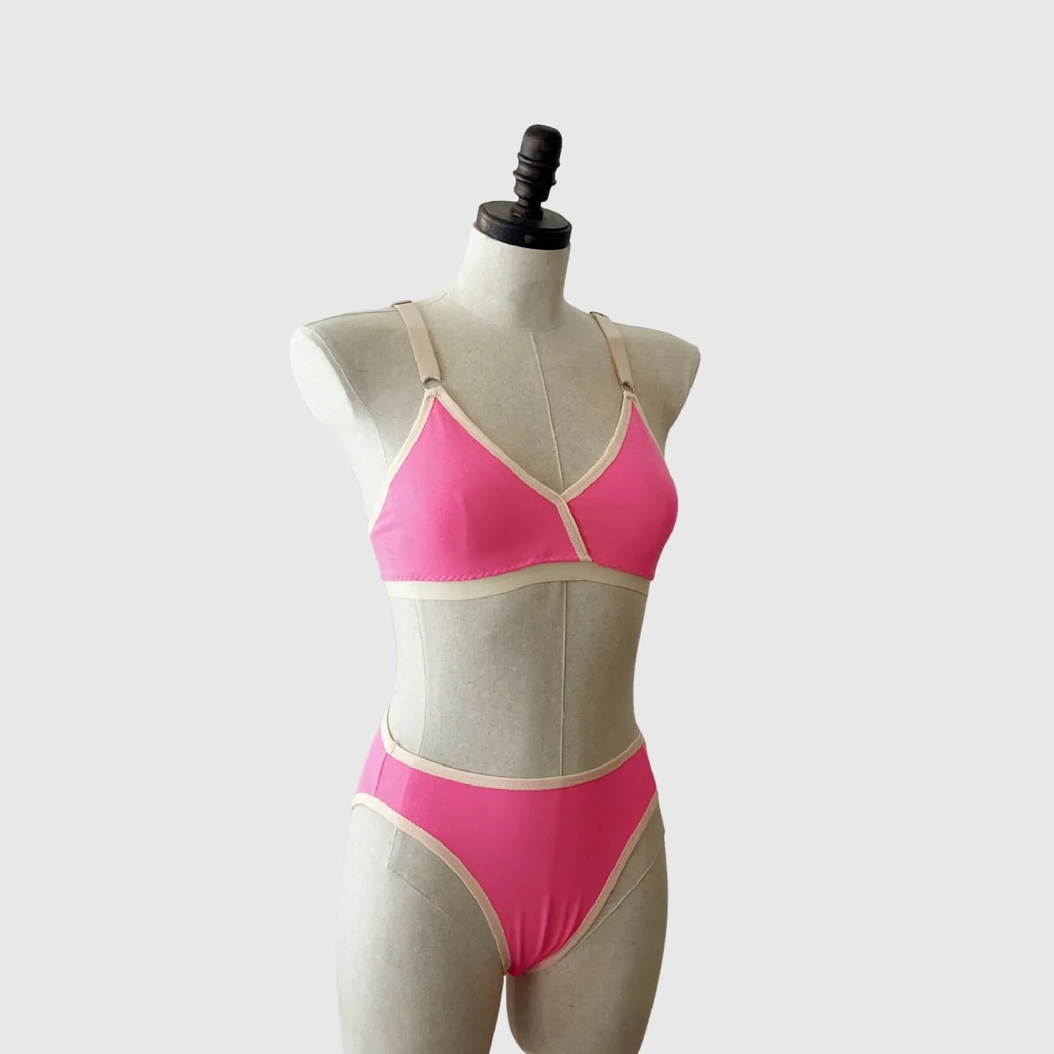 Stunning Neon Pink Bra and Bikini Underwear Set