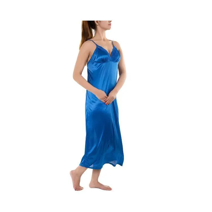 Night Wear for Women 2 Piece Satin Nighty Set-Blue Best Sexy Sleepwear for Ladies