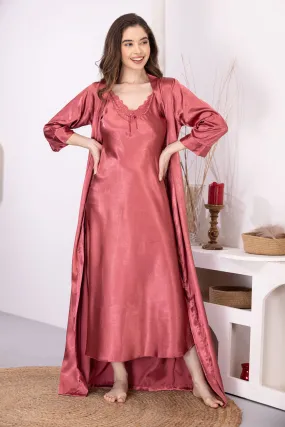 Nightgown set in Rust satin