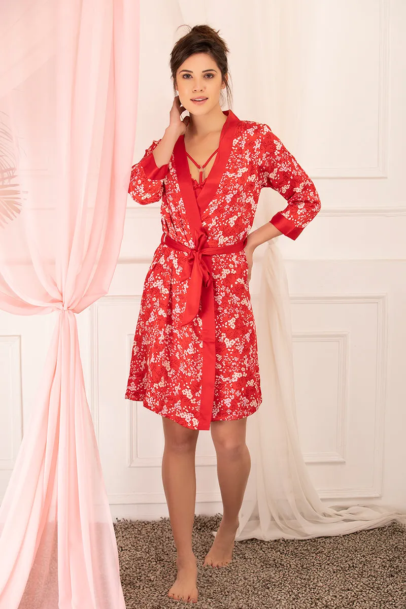 Peek-a-boo key-ring chemise Nightgown set