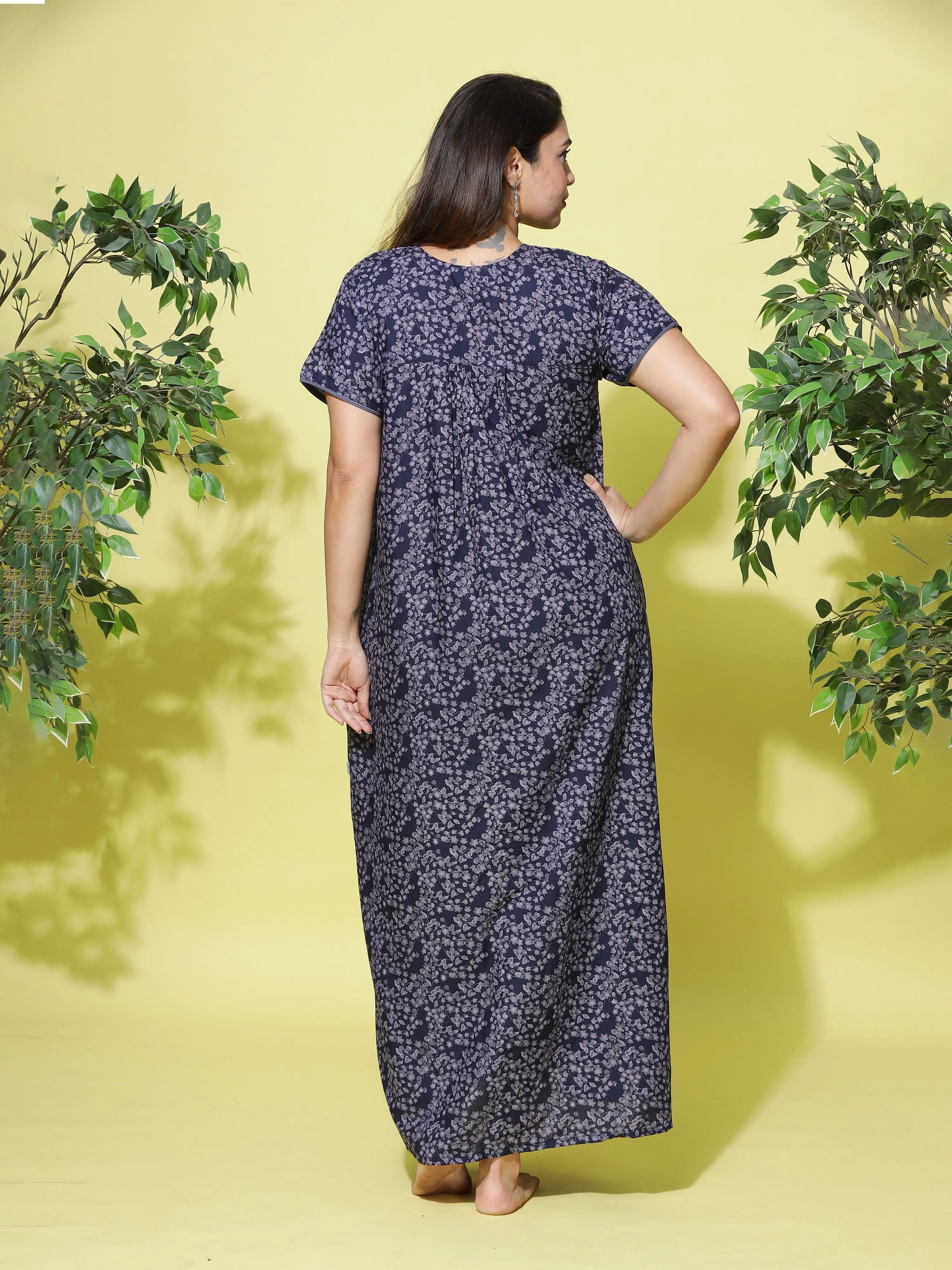 Poly Viscose Designer Navy Blue Nighty