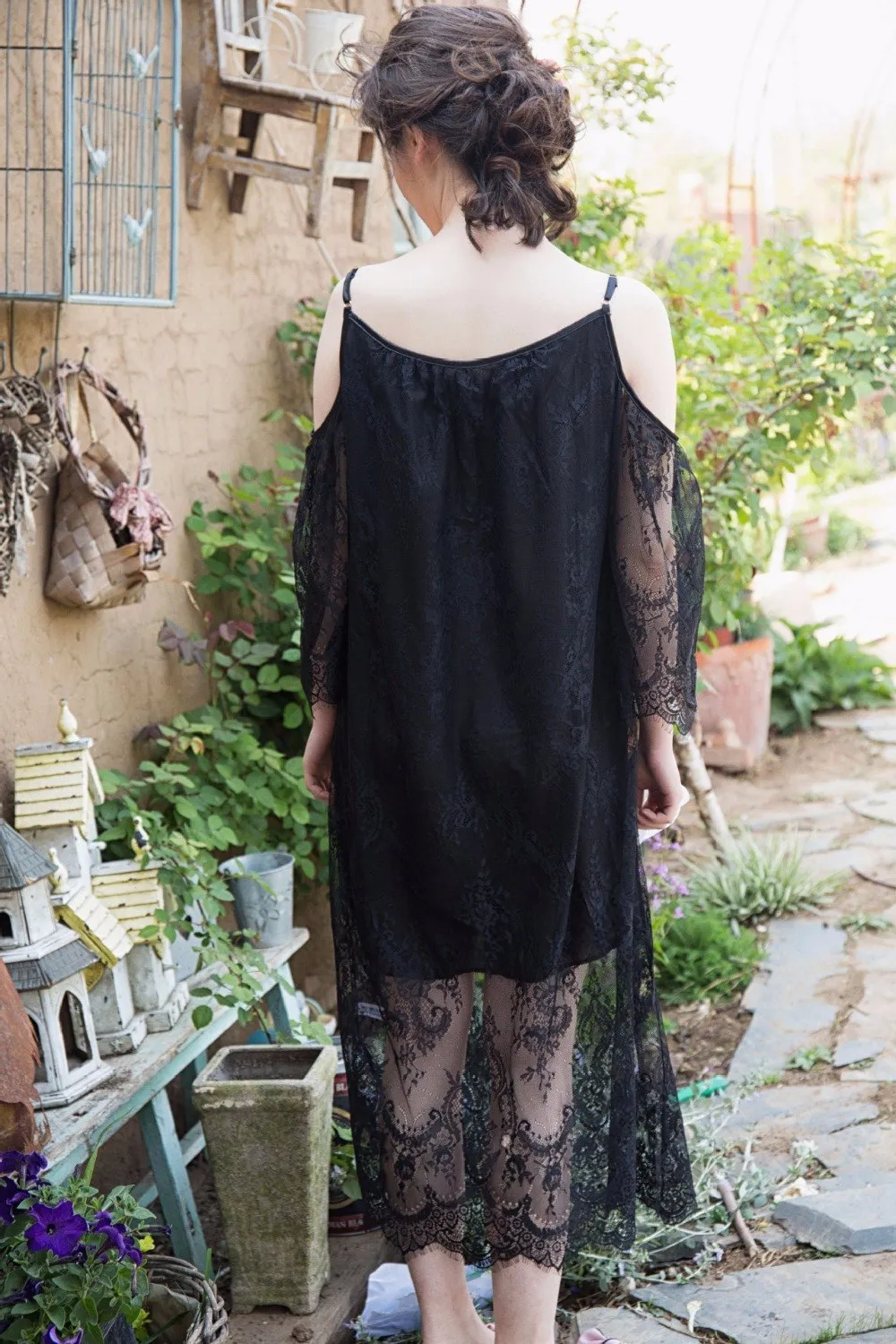 Robe Sexy Nightgown Female Summer Night Dress Lace Sleepwear