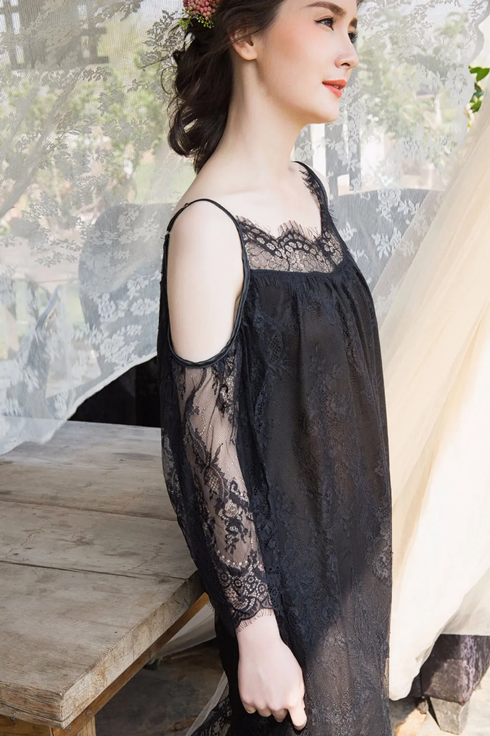 Robe Sexy Nightgown Female Summer Night Dress Lace Sleepwear