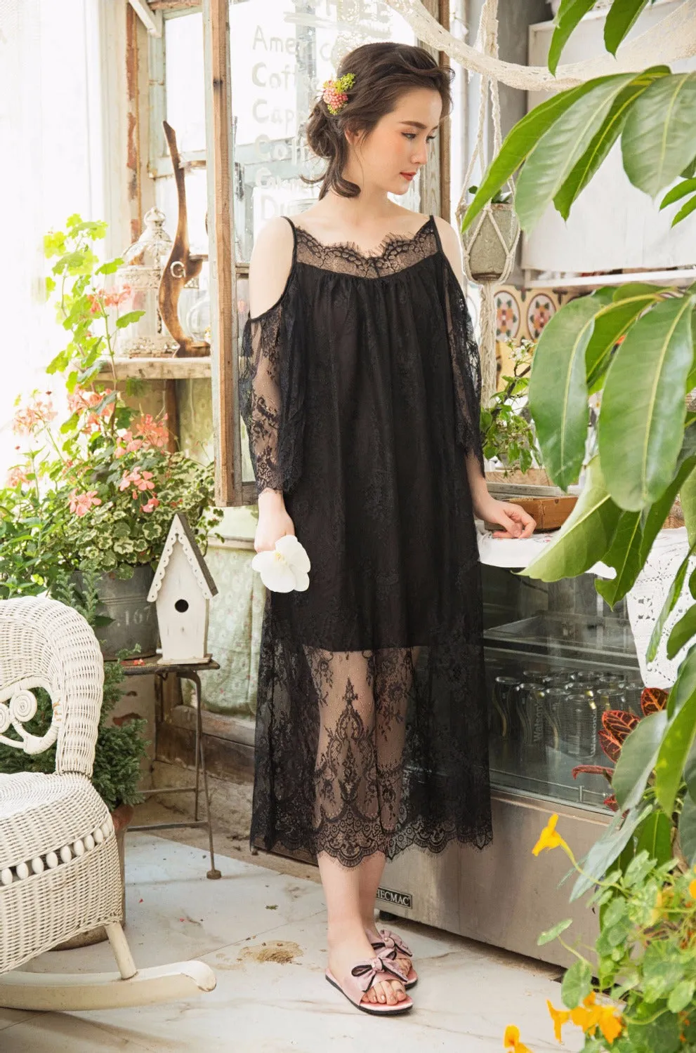 Robe Sexy Nightgown Female Summer Night Dress Lace Sleepwear