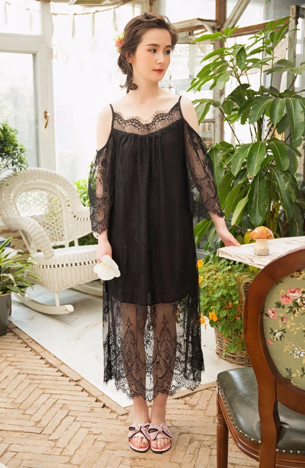 Robe Sexy Nightgown Female Summer Night Dress Lace Sleepwear