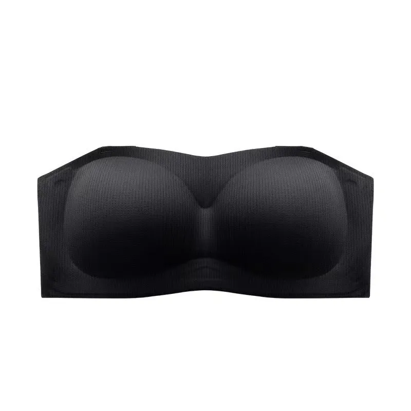 Strapless underwear tube top women's summer thin section big breasts show small breasts gathered wrap chest non-slip anti-glare invisible bra