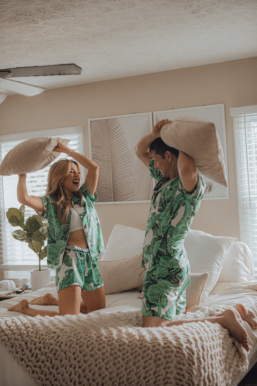 Women's Green Banana Leaf Pajamas