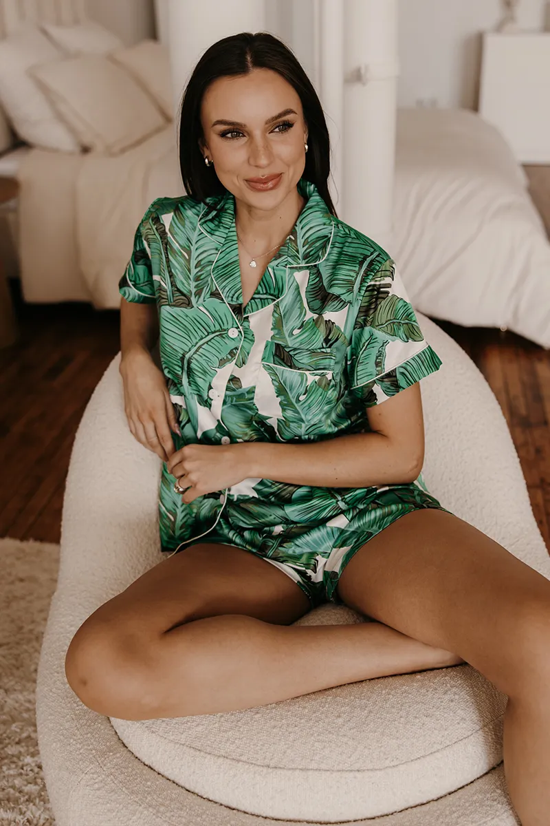 Women's Green Banana Leaf Pajamas